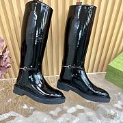 Kitlife Gucci Women's slim Horsebit boot black shiny leather - 1