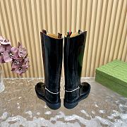 Kitlife Gucci Women's slim Horsebit boot black shiny leather - 5