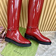 Kitlife Gucci Women's slim Horsebit boot red shiny leather - 3