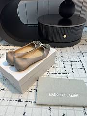 kitlife Manolo blahnik Grey Satin Jewel Buckle Flat Pumps - 6