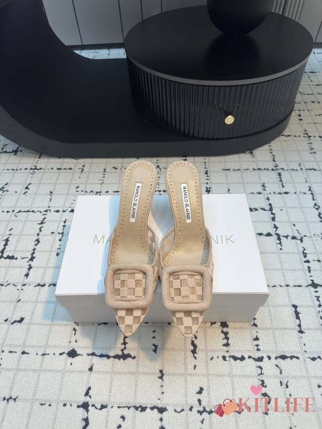 Kitlife Manolo Blahnik Beige Maysalebi Mules 7cm - 1