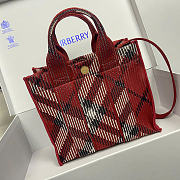 Kitlife Burberry Mini Check Knitted Tote red  bag - 25x11x22cm - 1