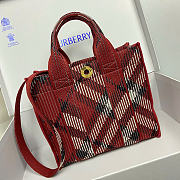 Kitlife Burberry Mini Check Knitted Tote red  bag - 25x11x22cm - 4