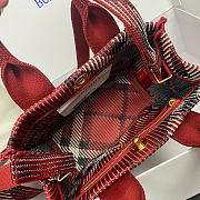 Kitlife Burberry Mini Check Knitted Tote red  bag - 25x11x22cm - 3