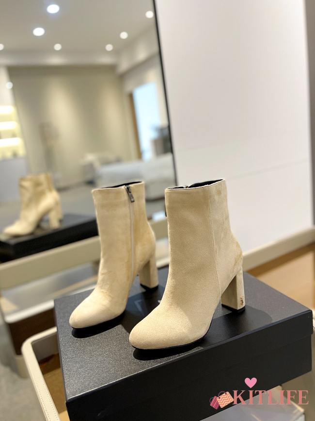 kitlife YSL BETTY booties in suede white - 1