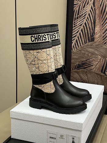 Dior D-Major Boot Beige and Black Cannage Tweed and Black Calfskin 