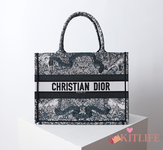 Kitlife Medium Dior Book Tote World Motif blue bag - 42 × 35 × 18.5 cm - 1