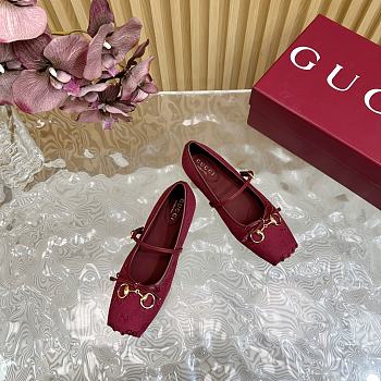 kitlife Women's Gucci Horsebit ballet flat wine red V