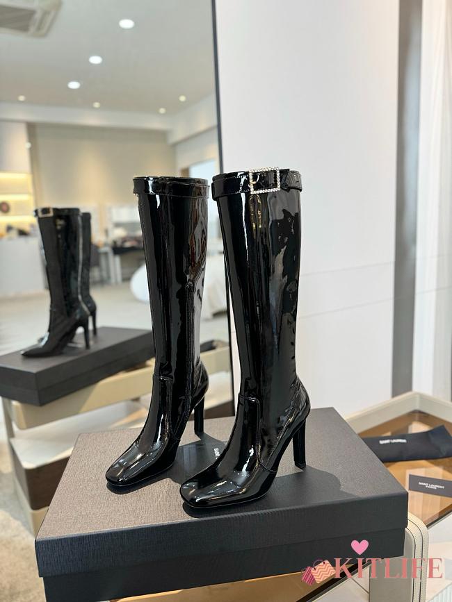 Kitlife Saint Laurent long boots black shiny leather - 1