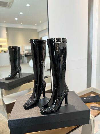 Kitlife Saint Laurent long boots black shiny leather