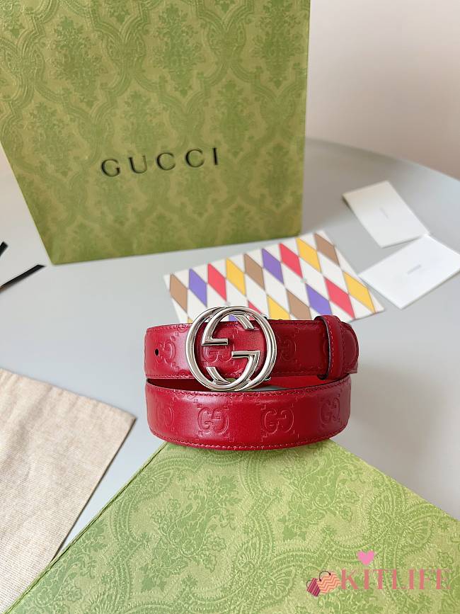 Kitlife Gucci Belt silver&red 3cm - 1