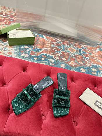 Kitlife Gucci GG 45 Velvet Slide Sandals green