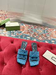 Kitlife Gucci GG 45 Velvet Slide Sandals blue - 1