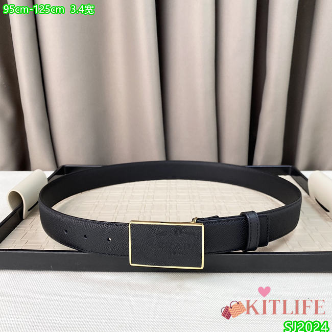 Kitlife Prada Belt black 3.4cm -01 - 1