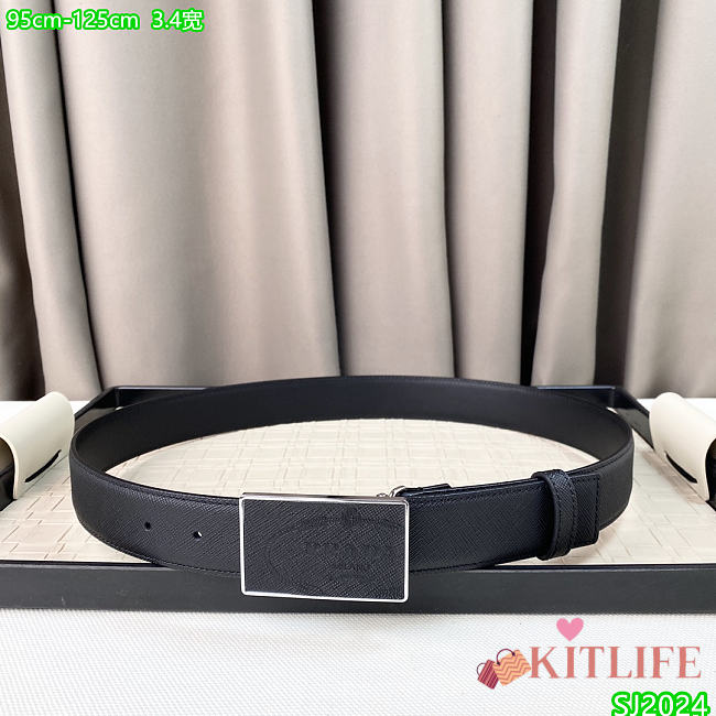 Kitlife Prada Belt black 3.4cm -02 - 1