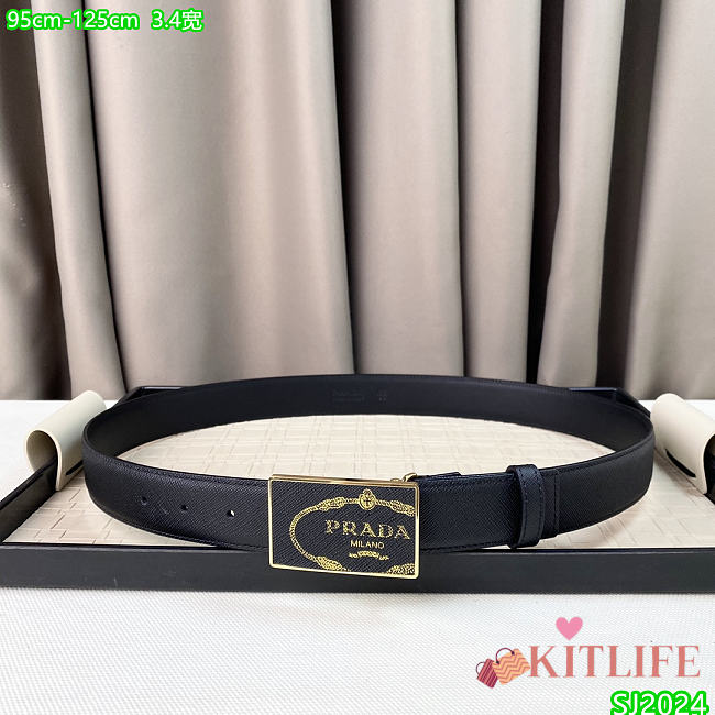 Kitlife Prada Belt black 3.4cm -03 - 1