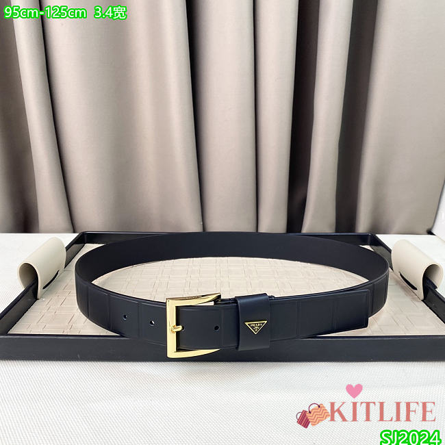 Kitlife Prada Belt black 3.4cm -06 - 1