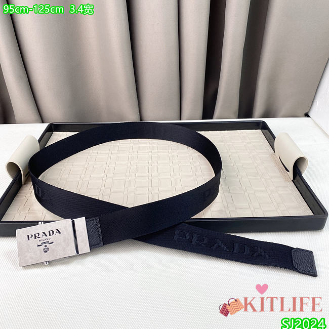Kitlife Prada Belt black 3.4cm -09 - 1