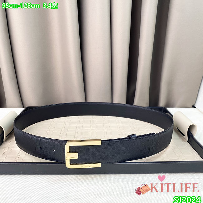 Kitlife Prada Belt black 3.4cm -11 - 1