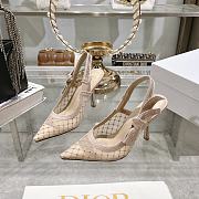 Kitlife J'Adior Slingback Pump Beige Transparent Mesh Embroidered with Silver-Tone Strass 10cm - 1