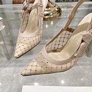 Kitlife J'Adior Slingback Pump Beige Transparent Mesh Embroidered with Silver-Tone Strass 10cm - 6