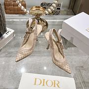 Kitlife J'Adior Slingback Pump Beige Transparent Mesh Embroidered with Silver-Tone Strass 10cm - 5