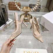 Kitlife J'Adior Slingback Pump Beige Transparent Mesh Embroidered with Silver-Tone Strass 10cm - 4