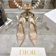Kitlife J'Adior Slingback Pump Beige Transparent Mesh Embroidered with Silver-Tone Strass 10cm - 2