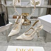 Kitlife J'Adior Slingback Pump white Transparent Mesh Embroidered with Silver-Tone Strass 10cm - 1