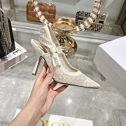 Kitlife J'Adior Slingback Pump white Transparent Mesh Embroidered with Silver-Tone Strass 10cm - 5