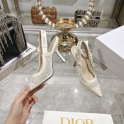 Kitlife J'Adior Slingback Pump white Transparent Mesh Embroidered with Silver-Tone Strass 10cm - 3