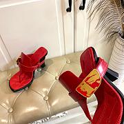 Burberry Women's Red Leather Bay Heeled Sandals  - 6