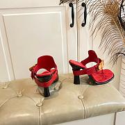 Burberry Women's Red Leather Bay Heeled Sandals  - 4