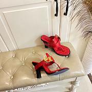 Burberry Women's Red Leather Bay Heeled Sandals  - 5