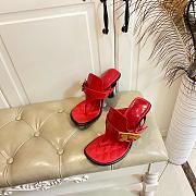 Burberry Women's Red Leather Bay Heeled Sandals  - 3