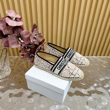 Dior Granville Oblique Beige Cotton CD Logo Embroidered Espadrille Flat