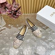 Dior Granville Oblique Beige Cotton CD Logo Embroidered Espadrille Flat - 4
