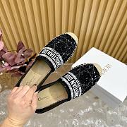 Dior Granville Oblique black Cotton CD Logo Embroidered Espadrille Flat - 5