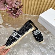 Dior Granville Oblique black Cotton CD Logo Embroidered Espadrille Flat - 3