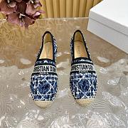 Dior Granville Oblique blue Cotton CD Logo Embroidered Espadrille Flat  - 6