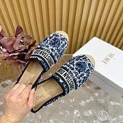 Dior Granville Oblique blue Cotton CD Logo Embroidered Espadrille Flat  - 5