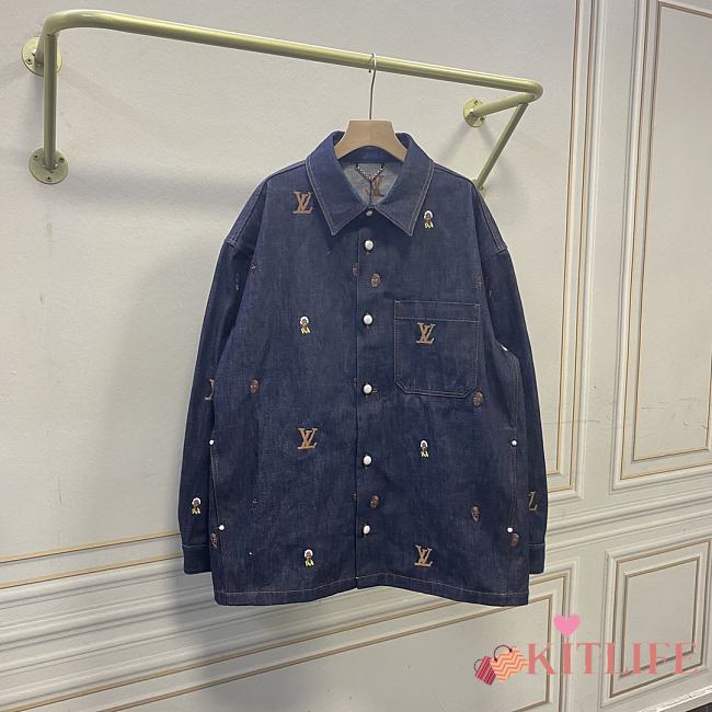 kitlife LV Embroidered Denim Overshirt Men - 1