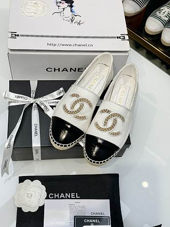 kitlife Chanel tweed loafer white - shoes - 01