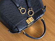 Kitlife Fendi Peekaboo Mini black ostrich leather bag - 23x18x12cm - 2