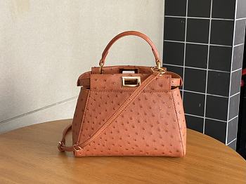 Kitlife Fendi Peekaboo Mini  cotto color ostrich leather bag - 23x18x12cm 