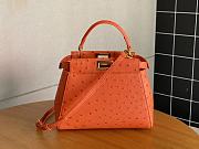 Kitlife Fendi Peekaboo Mini Orange ostrich leather bag - 23x18x12cm - 1