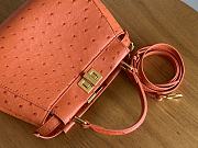 Kitlife Fendi Peekaboo Mini Orange ostrich leather bag - 23x18x12cm - 2