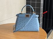 Kitlife Fendi Peekaboo Mini Blue ostrich leather bag - 23x18x12cm - 1