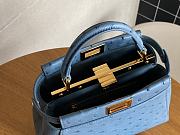 Kitlife Fendi Peekaboo Mini Blue ostrich leather bag - 23x18x12cm - 4