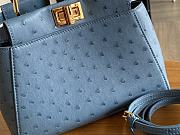 Kitlife Fendi Peekaboo Mini Blue ostrich leather bag - 23x18x12cm - 3